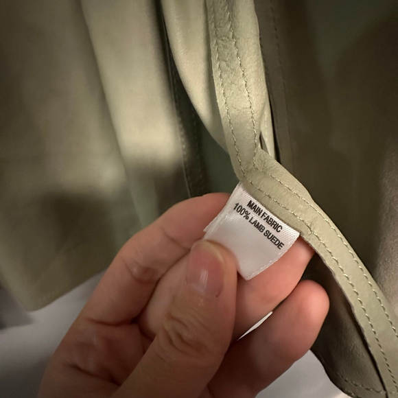 Women's ST. JOHN Beige 100% Lamb Suede leather jacket Size 4 belted lightweight - Picture 7 of 8